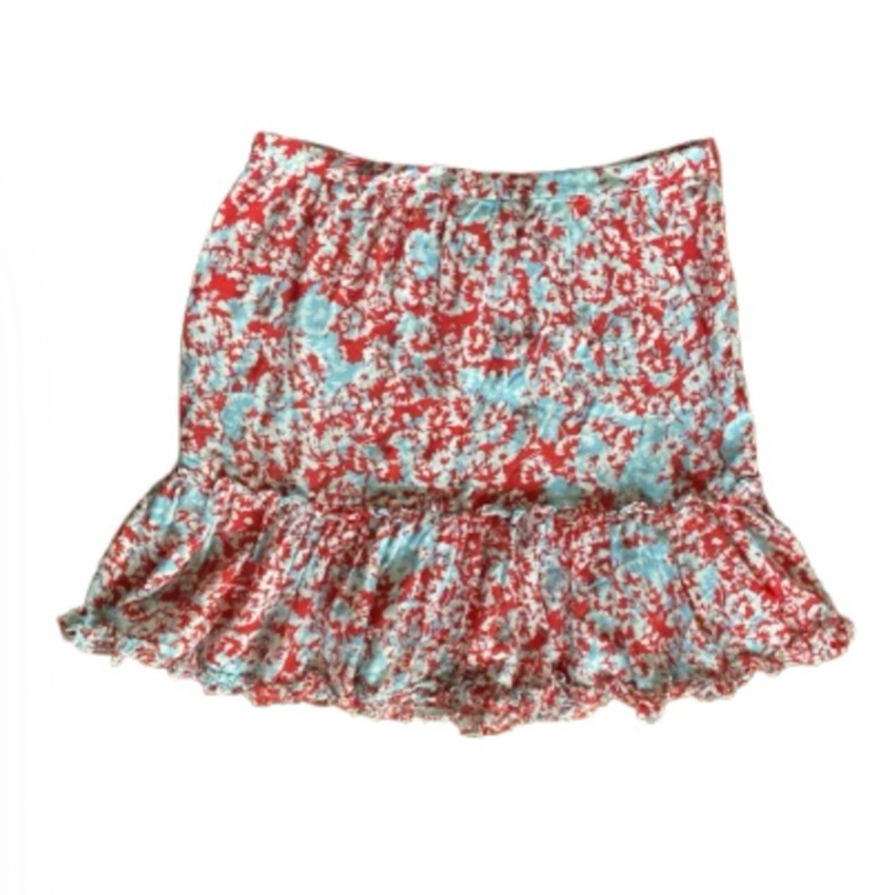 NWOT SILK Paloma Blue Alexa Luxury Skirt | Red Blue Micro Floral | Women’s Small